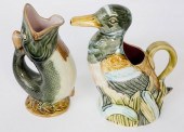 VINTAGE MAJOLICA DUCK AND FISH