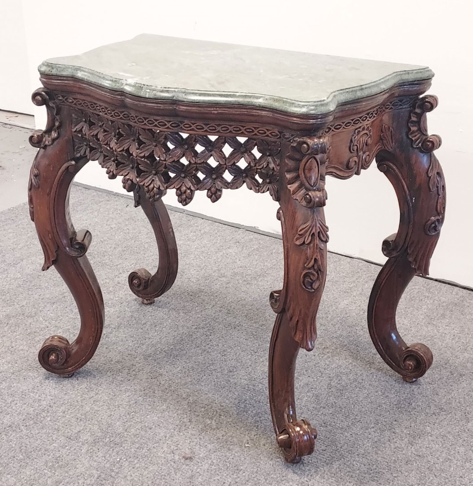 VINTAGE MARBLE TOP CARVED