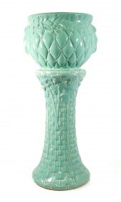 VINTAGE MCCOY AQUA POTTERY JAR