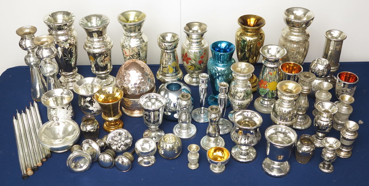 VINTAGE MERCURY GLASS: Approx. 60