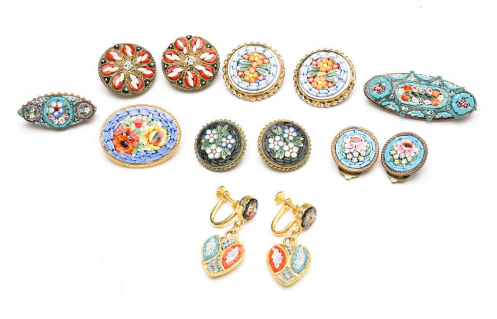 VINTAGE MICRO MOSAIC EARRINGS AND