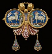 Vintage micro mosaic gold pend