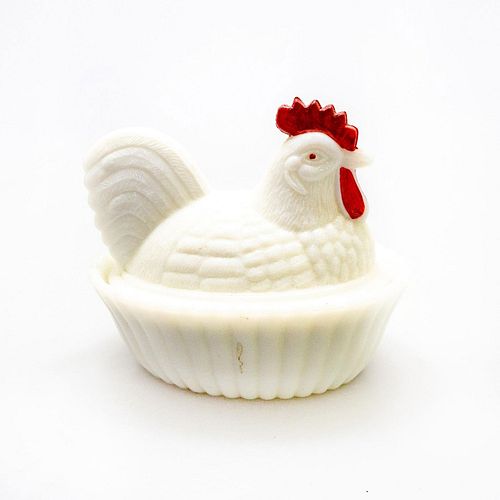 VINTAGE MILK GLASS COVERED DISH,