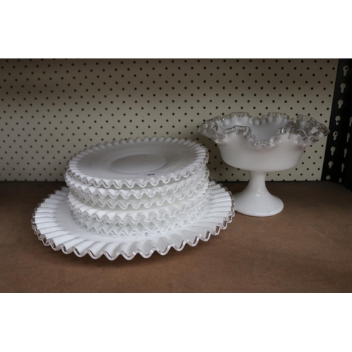 Vintage Milk glass crimped edge