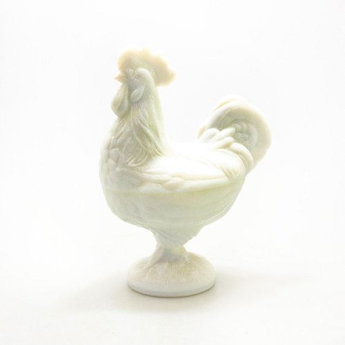 VINTAGE MILK GLASS PEDESTAL ROOSTER