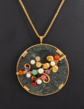 VINTAGE MING'S 14K MULTI GEMST