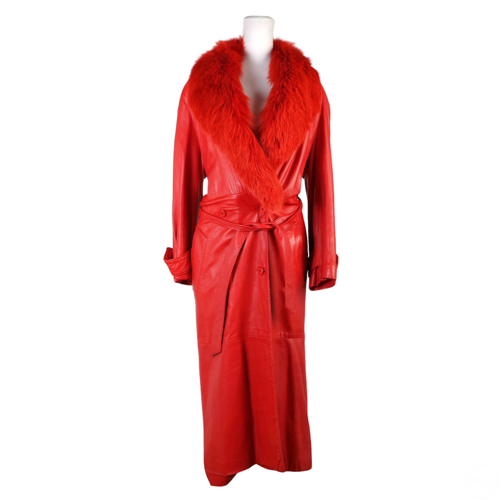 VINTAGE MOD RED LEATHER AND FUR