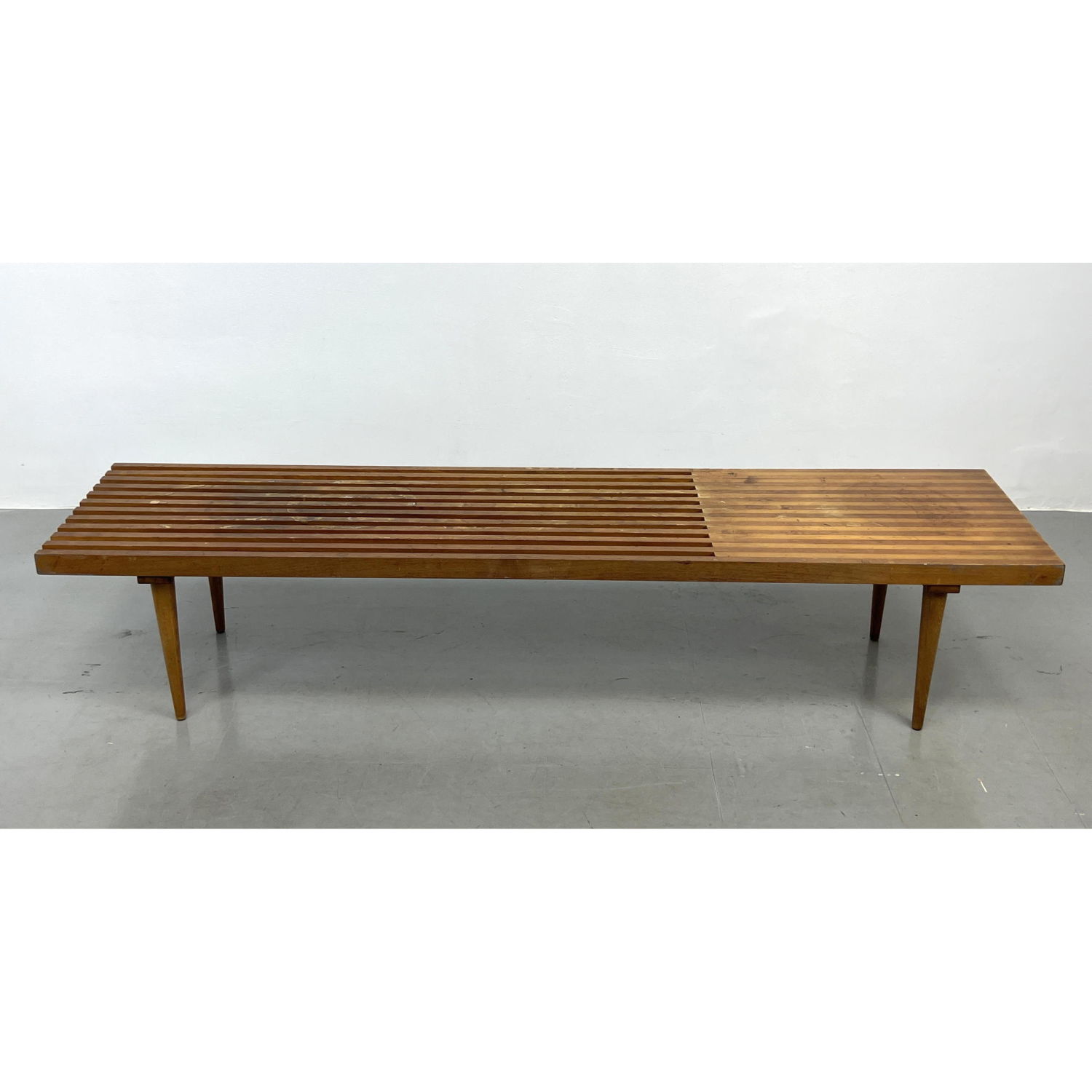Vintage Modernist Slat Bench.