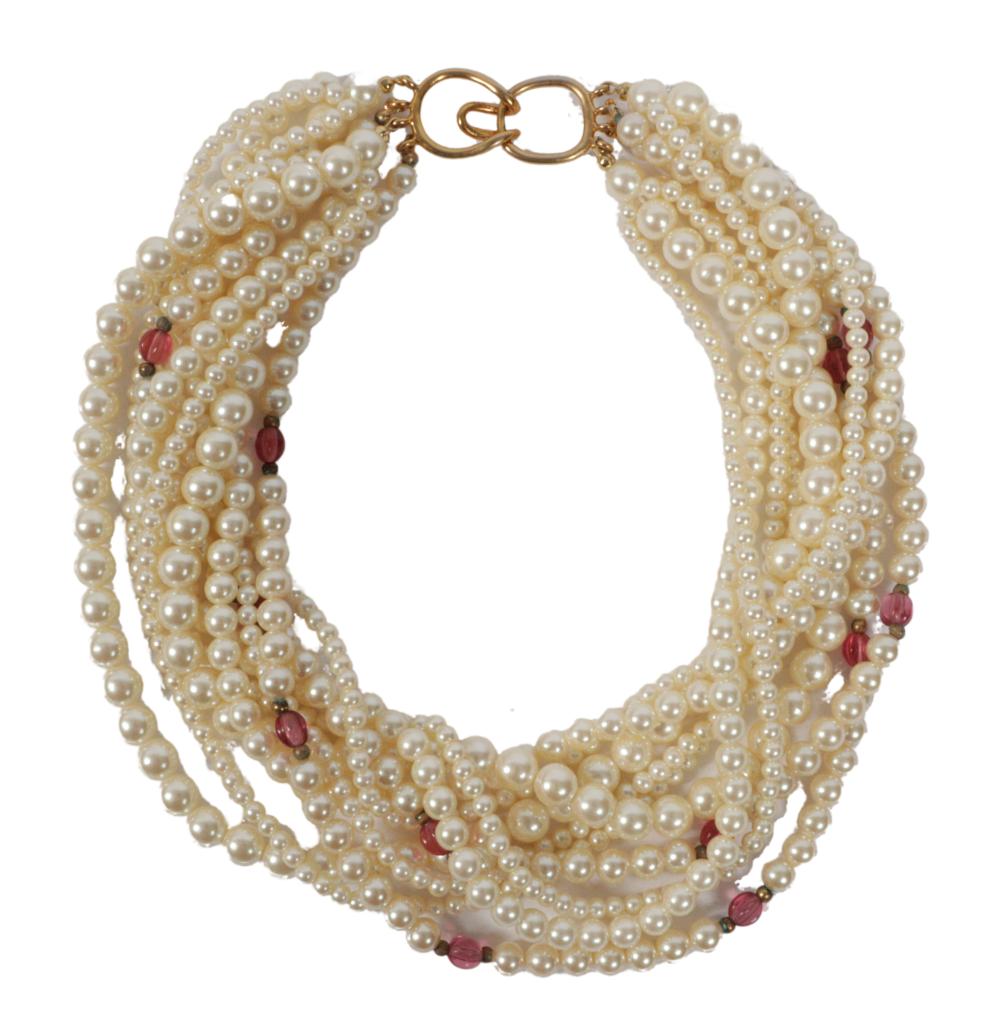 VINTAGE MULTI STRAND FAUX PEARL AND