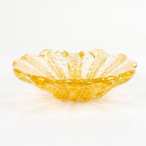 VINTAGE MURANO GLASS LEAF BOWL WITH