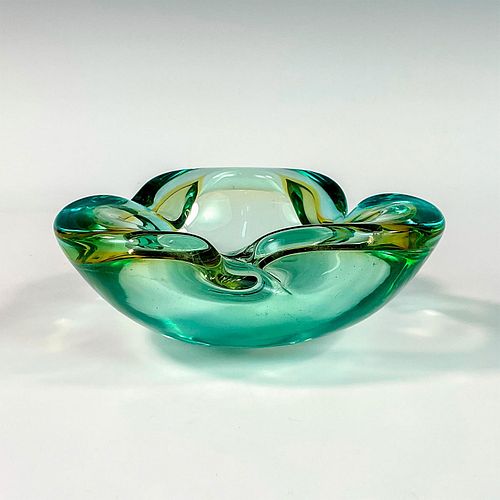 VINTAGE MURANO GREEN AND YELLOW ART