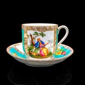VINTAGE MUSTACHE TEA CUP AND S
