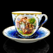 VINTAGE MUSTACHE TEA CUP AND S