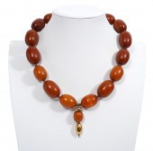 VINTAGE NATURAL AMBER & 18K YG