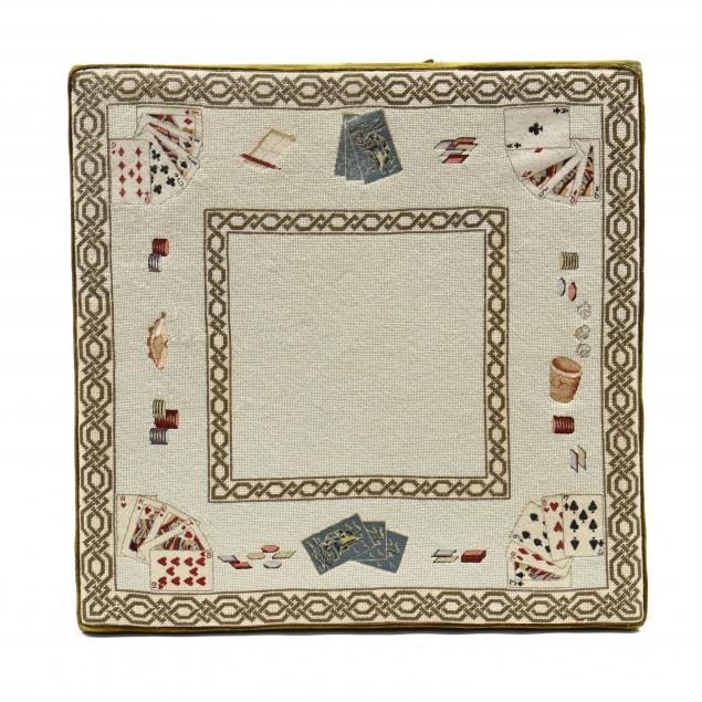 VINTAGE NEEDLEPOINT CARD TABLE