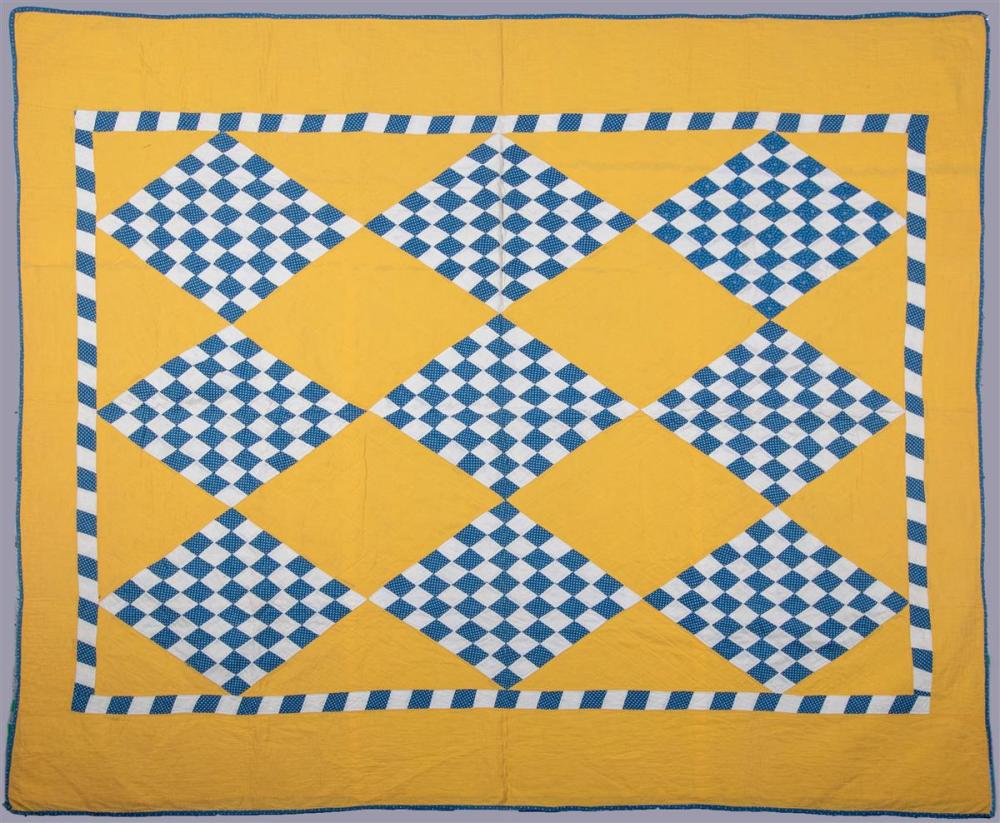 VINTAGE NINE DIAMONDS QUILT APPROX.