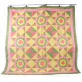 VINTAGE NINE STAR QUILT, HAND