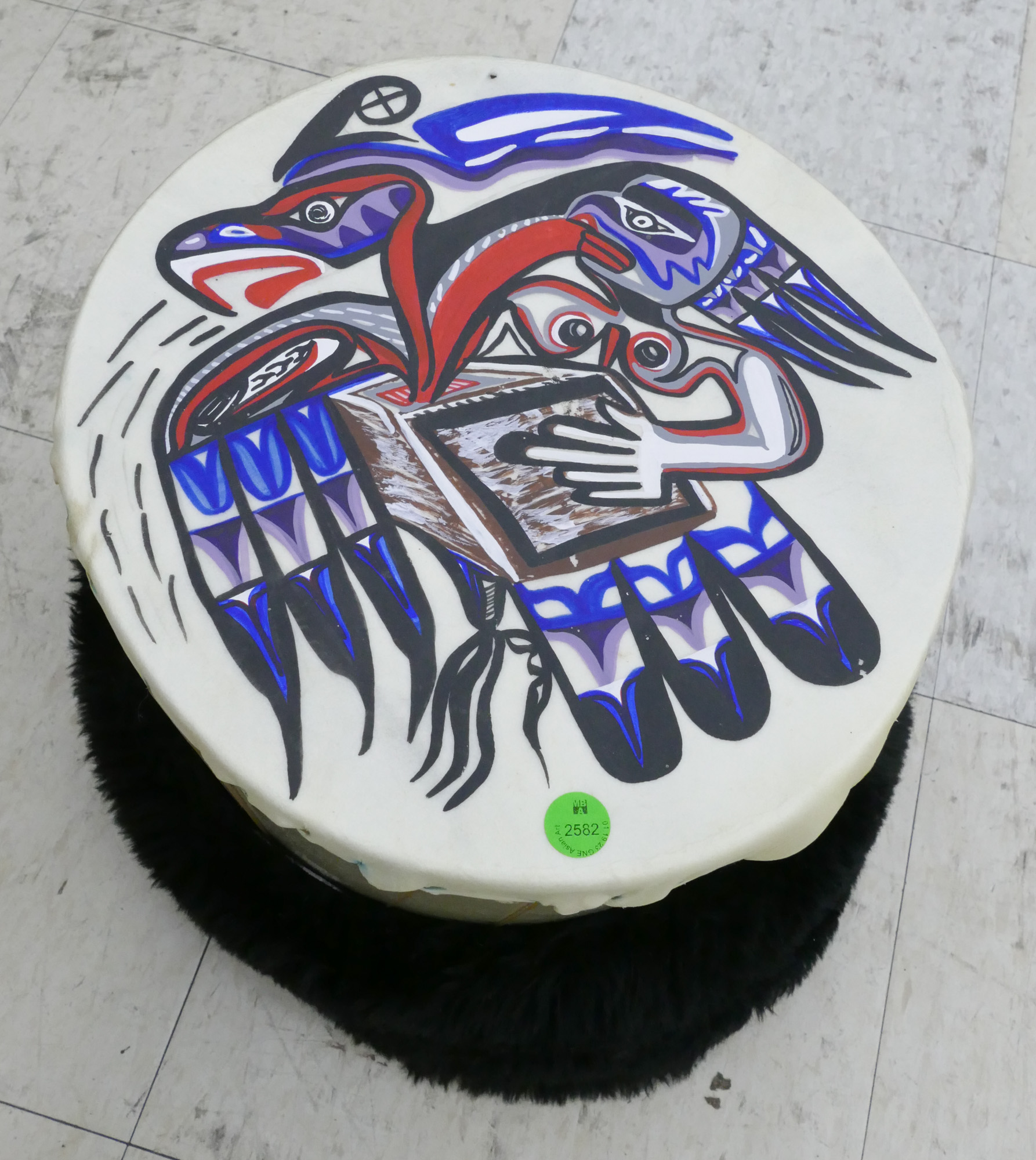Vintage NW Coast Painted Drum