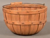 VINTAGE OAK STAVE FIELD BASKET