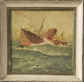 VINTAGE OIL ON CANVAS BOARD BO