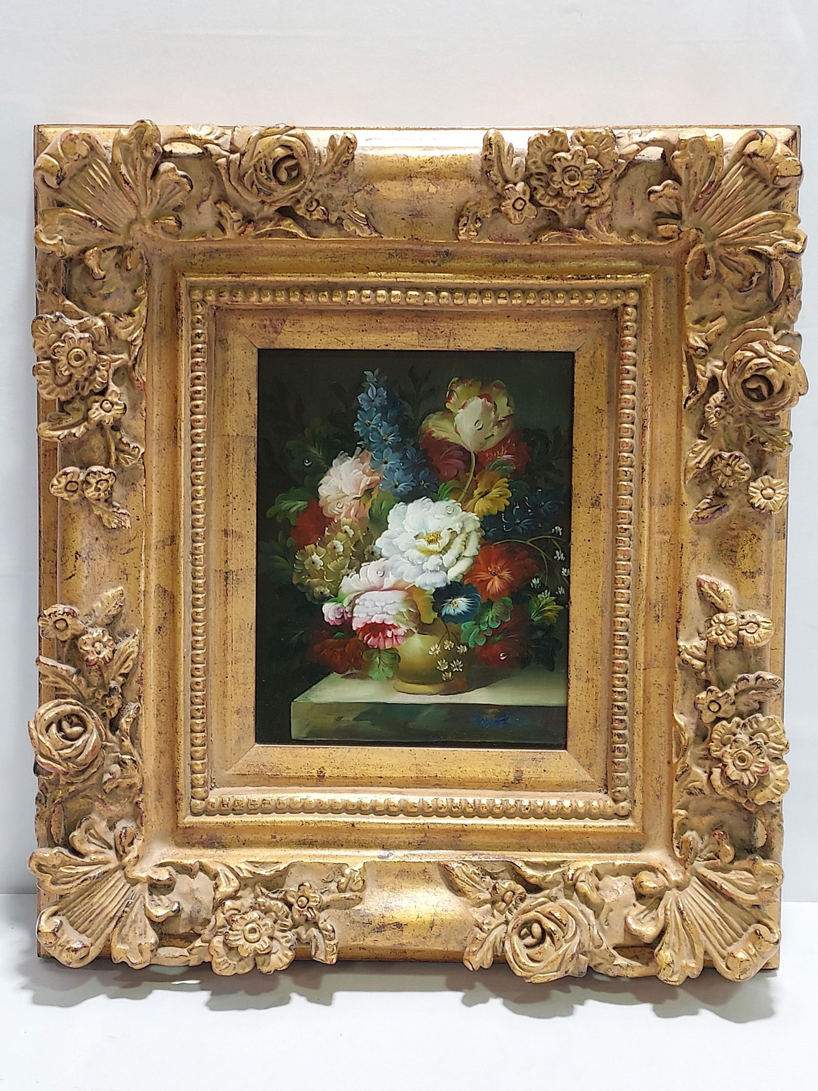 VINTAGE OIL ON CANVAS FLORAL