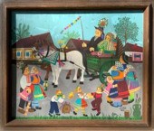 Vintage oil on canvas, wedding