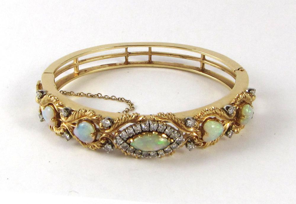 VINTAGE OPAL, DIAMOND, AND FOURTEEN