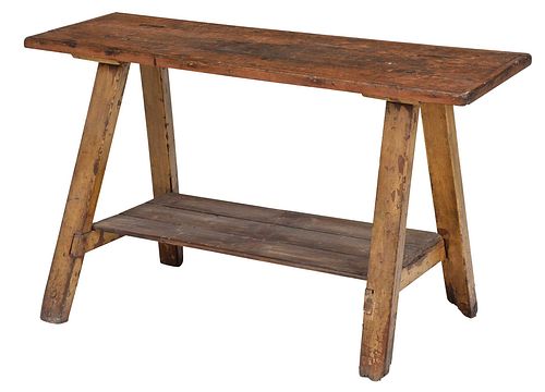 VINTAGE PAINT DECORATED TRESTLE