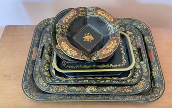 vintage painted and stenciled tin