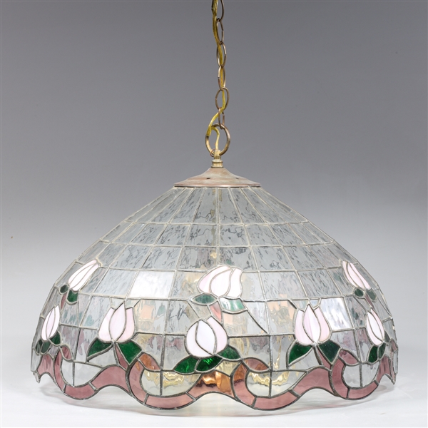 Vintage painted glass dome lamp