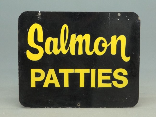 Vintage painted sign on masonite