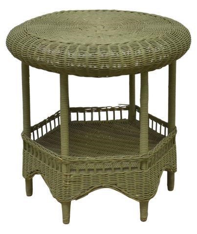 VINTAGE PAINTED WICKER PATIO SIDE