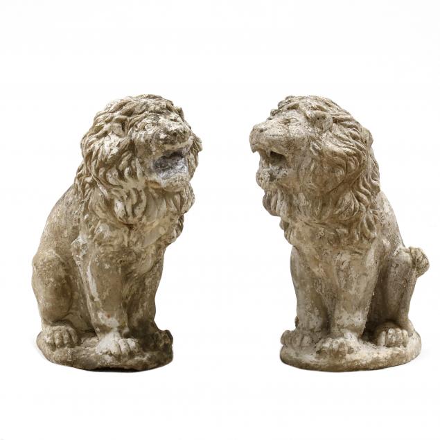 VINTAGE PAIR OF CAST STONE GUARDIAN