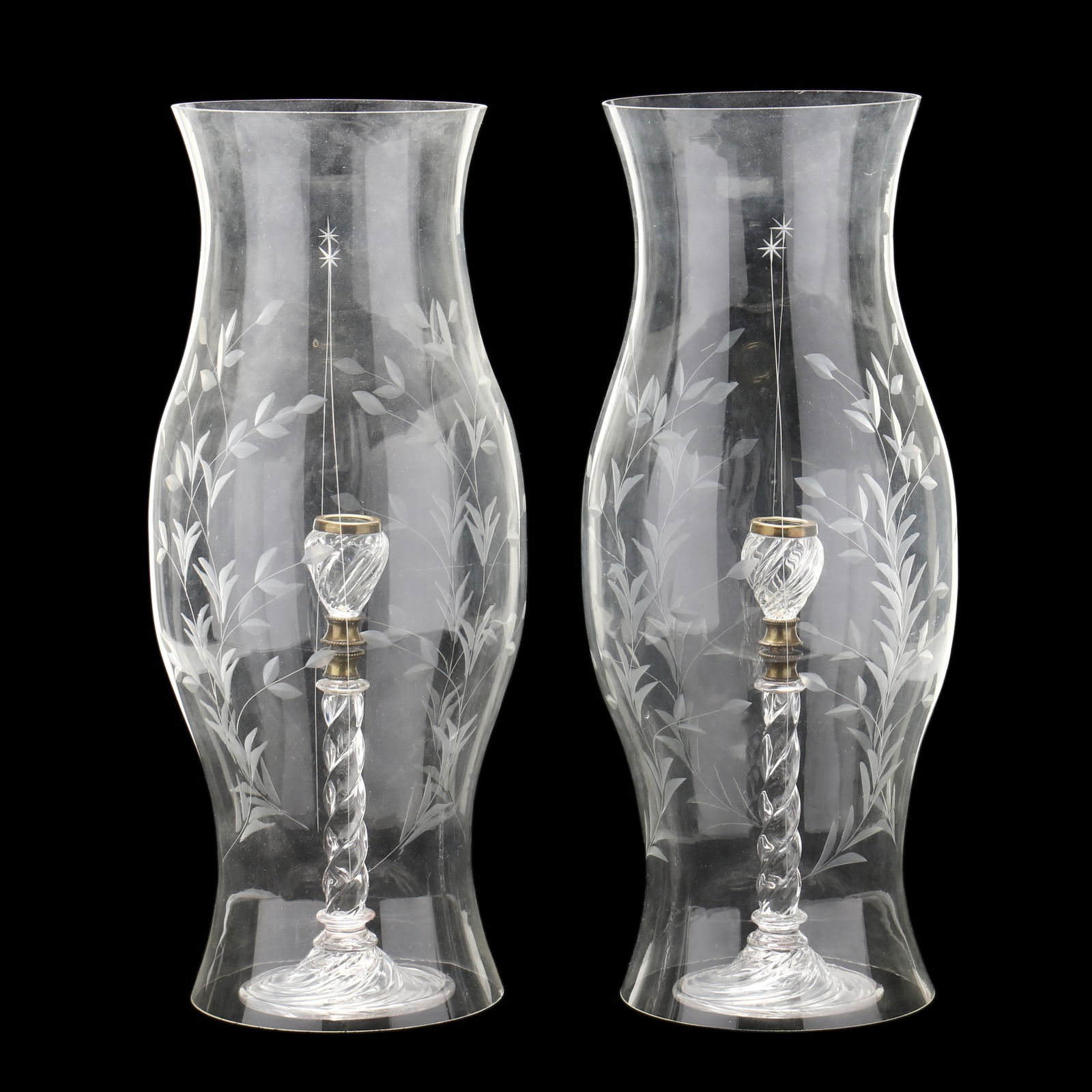 VINTAGE PAIR OF GLASS SPIRAL