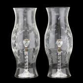 VINTAGE PAIR OF GLASS SPIRAL T