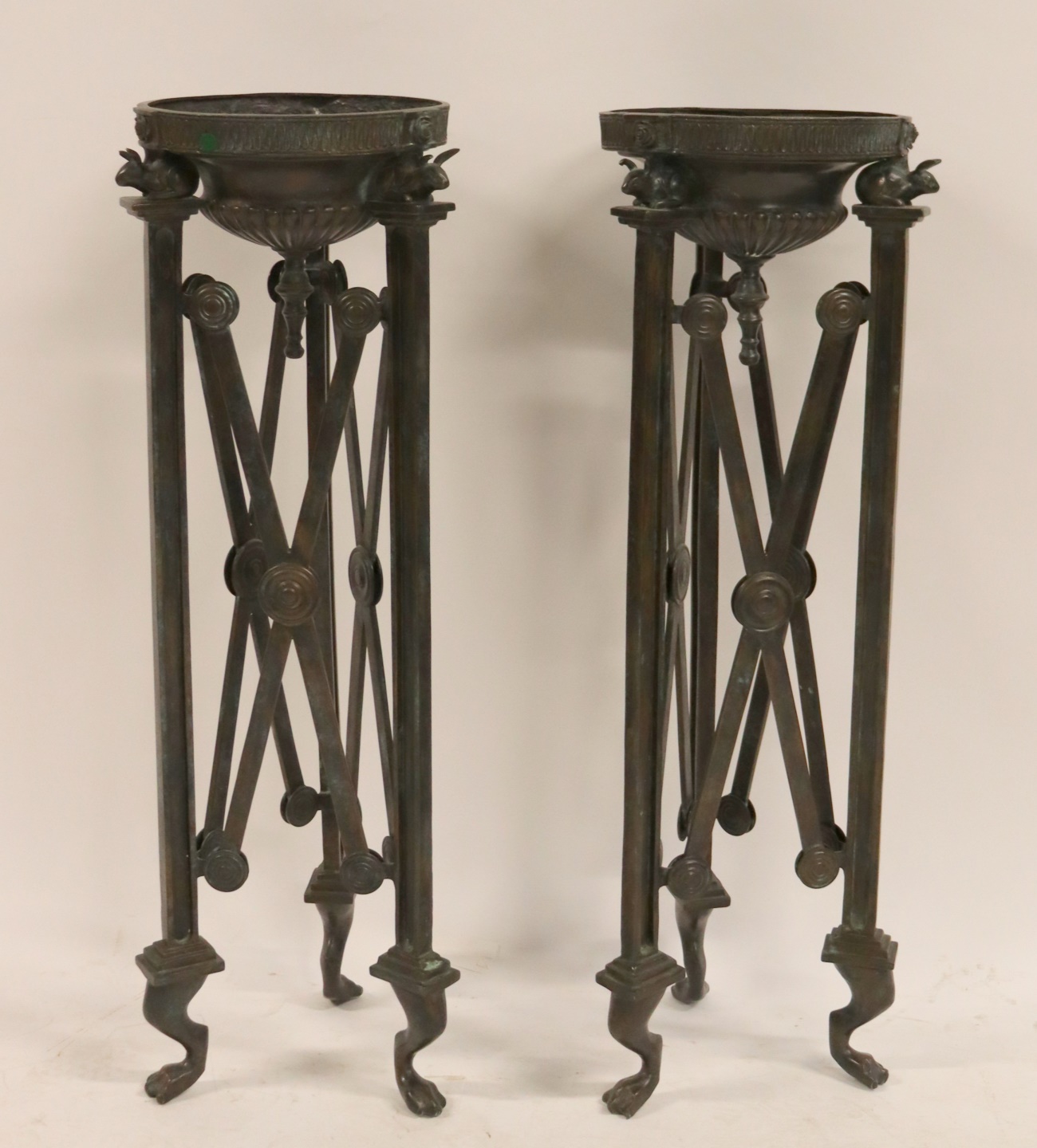 VINTAGE PAIR OF PATINATED BRONZE