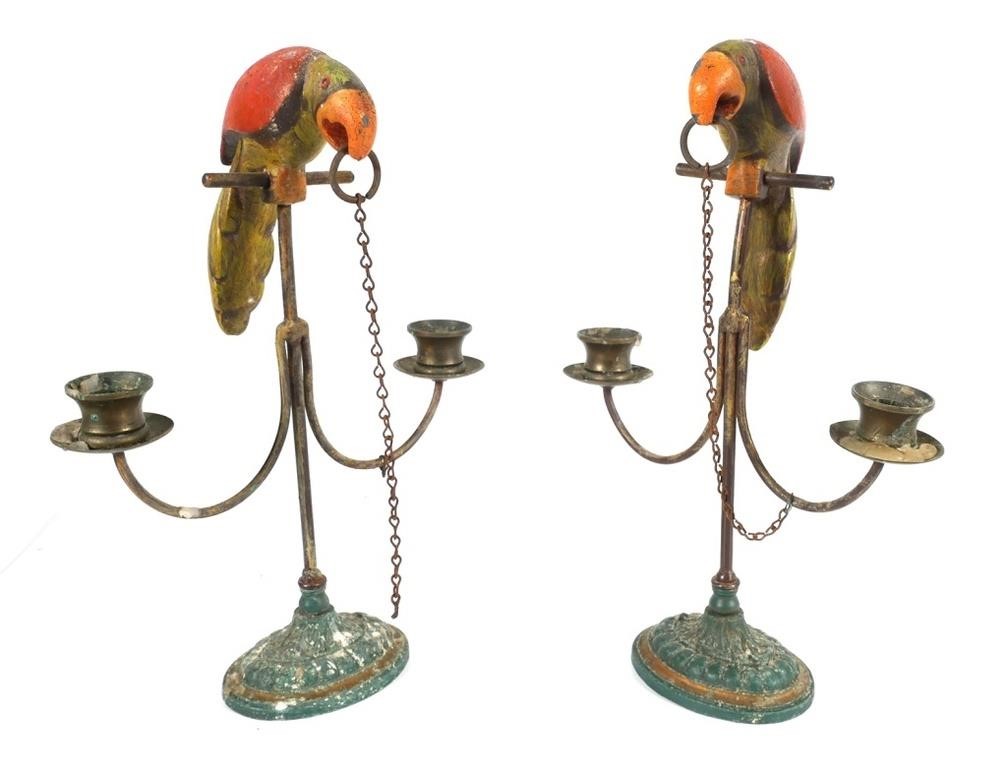 VINTAGE PARROTS CANDELABRAPainted