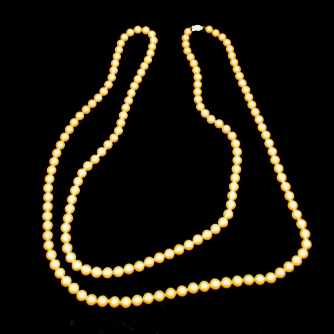 VINTAGE PEARL NECKLACE W/14K