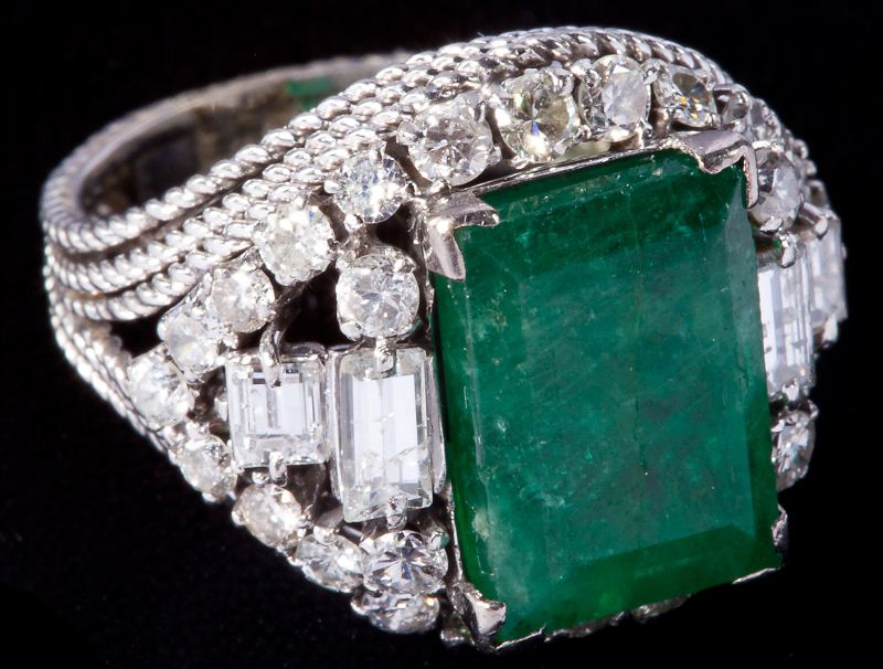 Vintage Platinum Emerald and