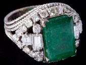 Vintage Platinum Emerald and D