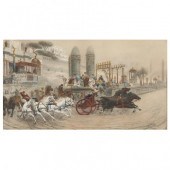 VINTAGE PRINT OF A ROMAN CHARI