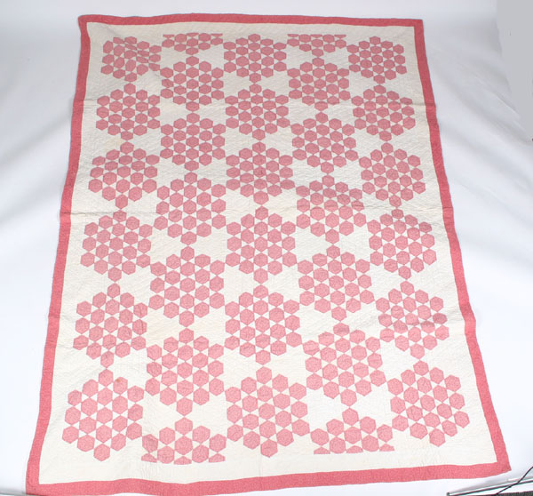 Vintage quilt; hand-sewn, two color