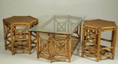 VINTAGE RATTAN GLASS TOP COFFE