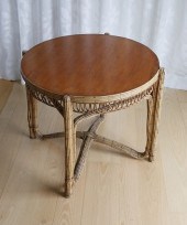 VINTAGE RATTAN ROUND SIDE TABL