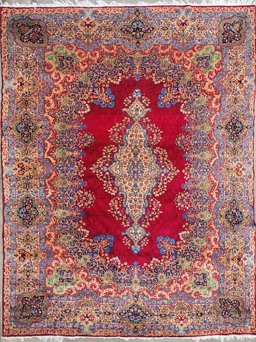 VINTAGE RED HUE HAND KNOTTED WOOL
