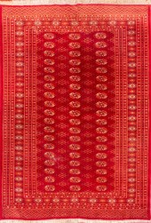 VINTAGE RED WOOL BOKHARA RUG V