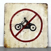 Vintage Road Sign No Motor Bik