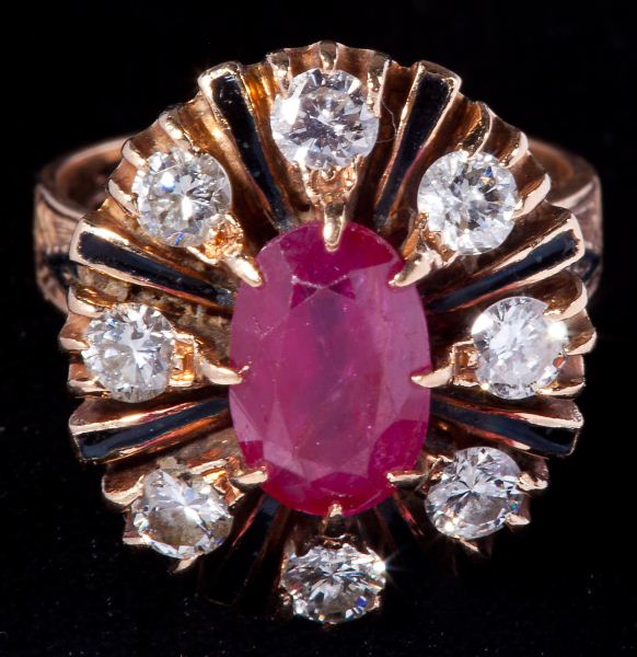 Vintage Ruby Diamond and Enamel