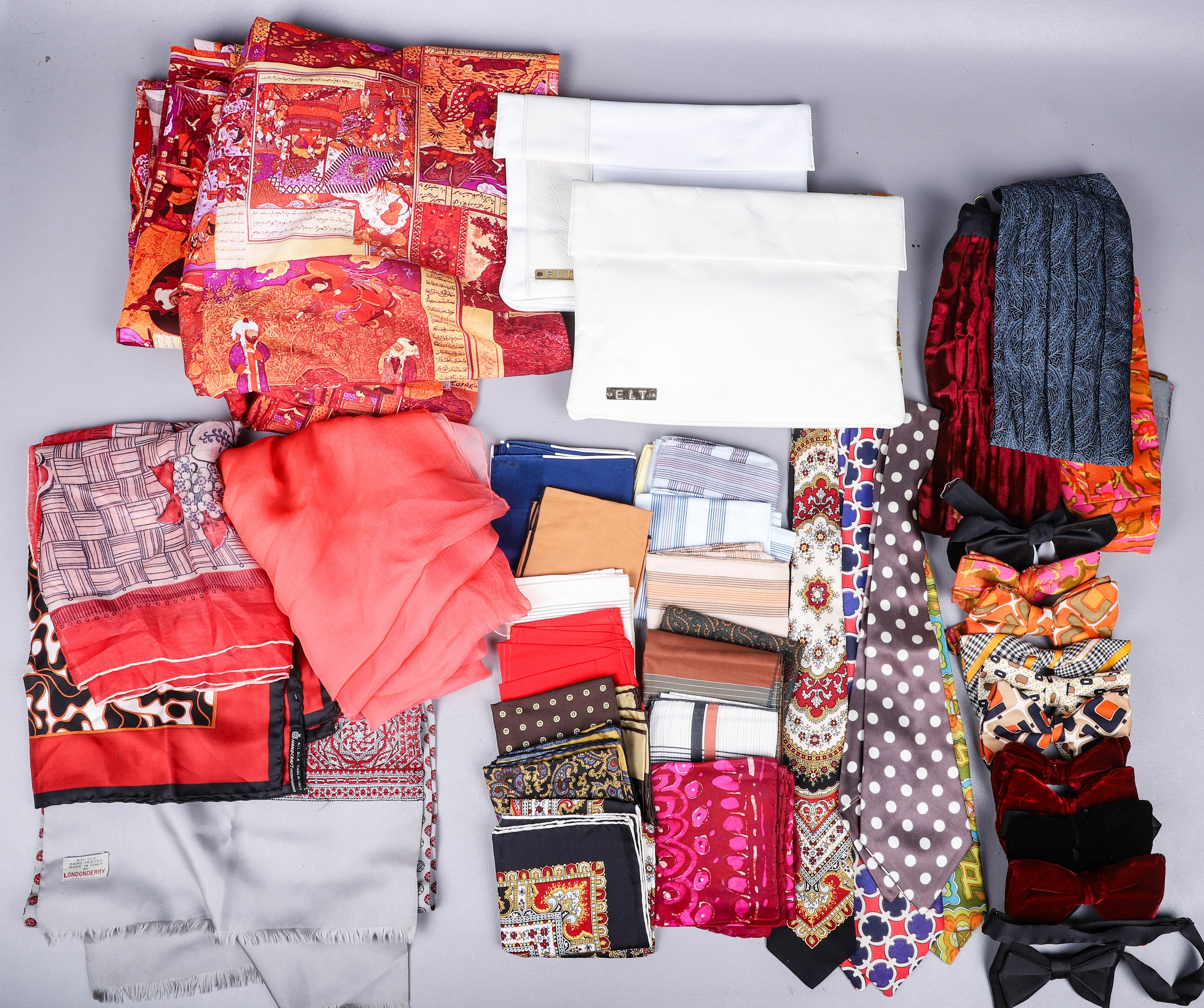 Vintage scarves, pocket squares,