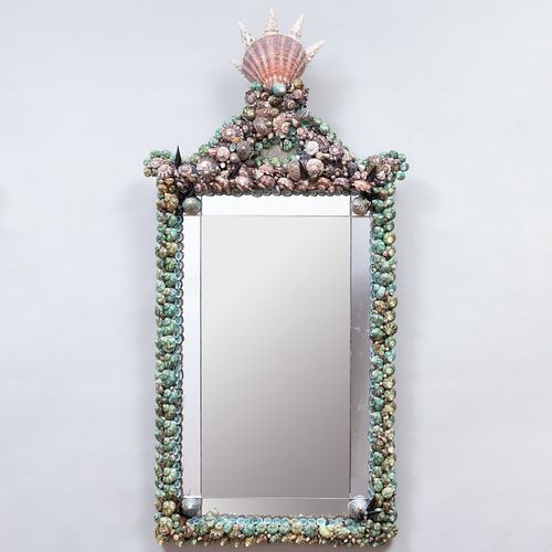 VINTAGE SHELL ENCRUSTED WOOD FRAMED